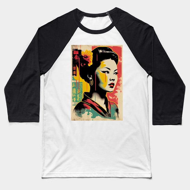 Vintage woman in pop-art style Baseball T-Shirt by loucaski